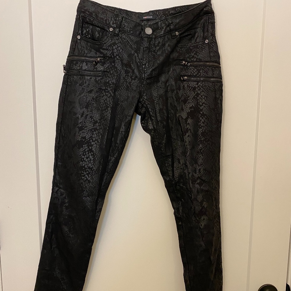 Morgan de Toi Black Snakeskin Jeans from Paris